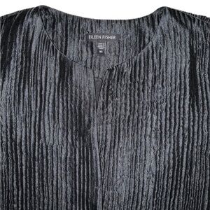 Eileen Fisher Black Silk Textured Groove Blazer Jacket XS extra small